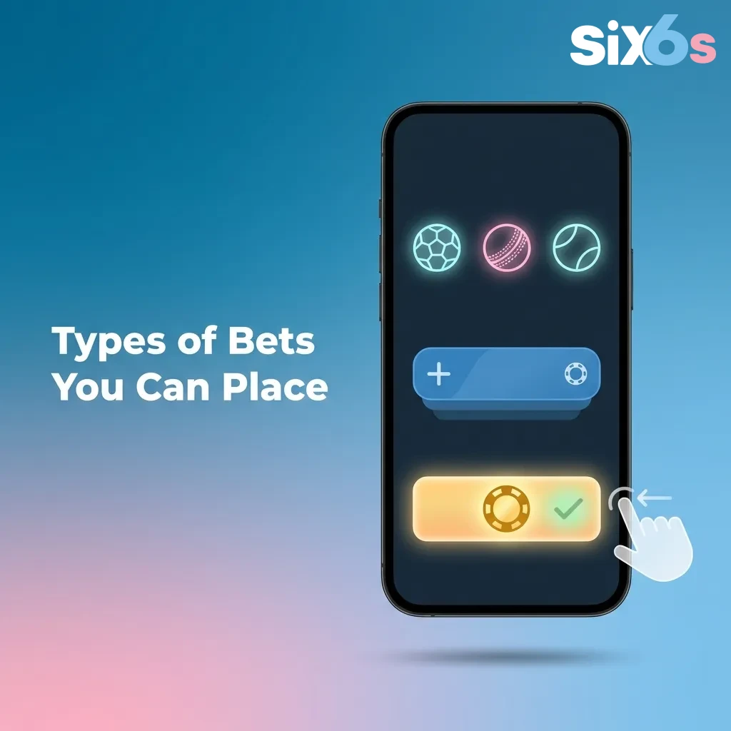 Diagram showing three betting types: Single Bet, Express Bet, and System Bet with risk and payout explanations — Six6s in Pakistan